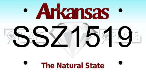 SSZ1519 Arkansas License Plate