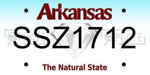 SSZ1712 Arkansas License Plate