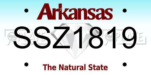 SSZ1819 Arkansas License Plate