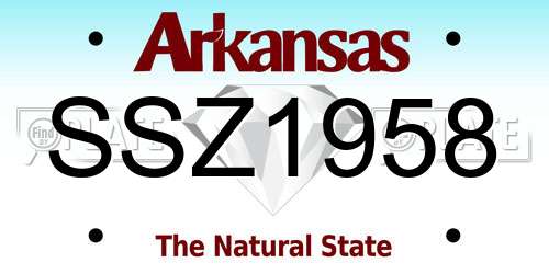 SSZ1958 Arkansas License Plate