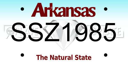 SSZ1985 Arkansas License Plate