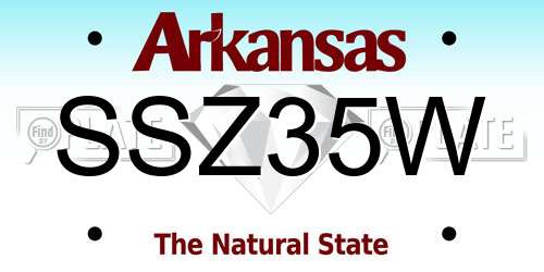 SSZ35W Arkansas License Plate