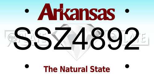 SSZ4892 Arkansas License Plate