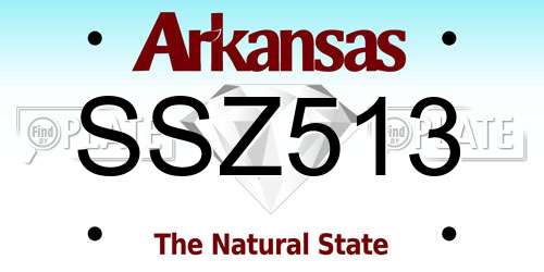 SSZ513 Arkansas License Plate