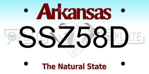 SSZ58D Arkansas License Plate