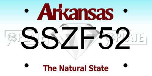 SSZF52 Arkansas License Plate