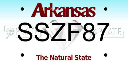 SSZF87 Arkansas License Plate