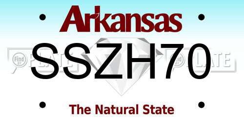 SSZH70 Arkansas License Plate