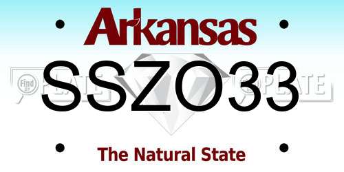 SSZO33 Arkansas License Plate