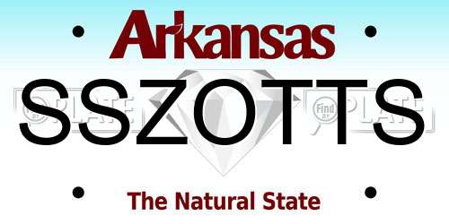 SSZOTTS Arkansas License Plate