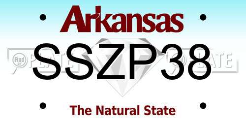 SSZP38 Arkansas License Plate