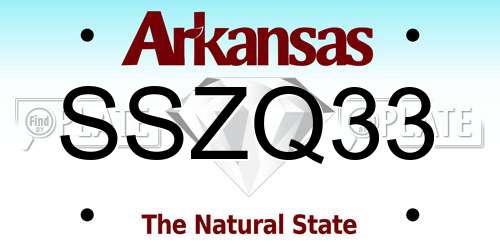 SSZQ33 Arkansas License Plate