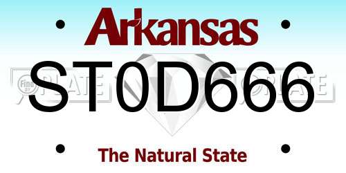 ST0D666 Arkansas License Plate