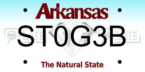 ST0G3B Arkansas License Plate
