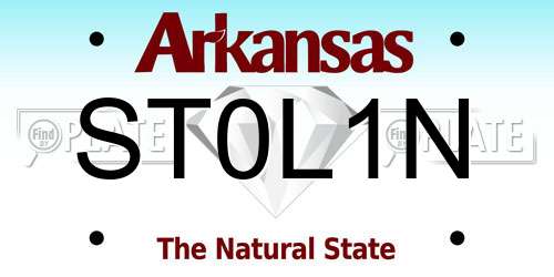 ST0L1N Arkansas License Plate