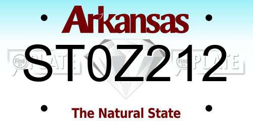 ST0Z212 Arkansas License Plate
