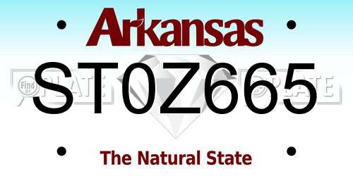ST0Z665 Arkansas License Plate
