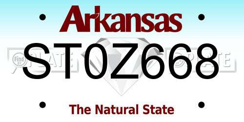 ST0Z668 Arkansas License Plate