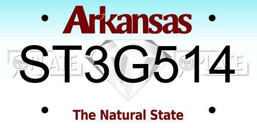 ST3G514 Arkansas License Plate