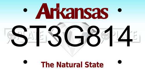 ST3G814 Arkansas License Plate