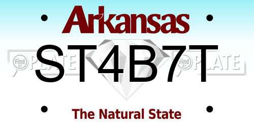 ST4B7T Arkansas License Plate