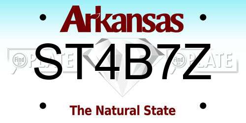 ST4B7Z Arkansas License Plate