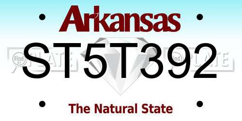 ST5T392 Arkansas License Plate