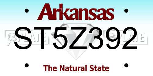 ST5Z392 Arkansas License Plate