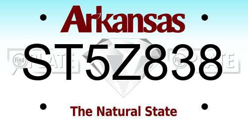 ST5Z838 Arkansas License Plate