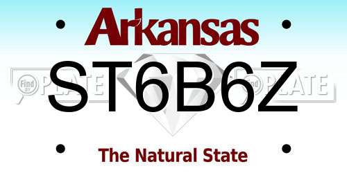 ST6B6Z Arkansas License Plate