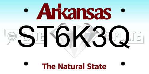 ST6K3Q Arkansas License Plate