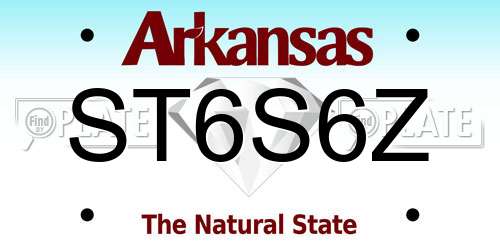 ST6S6Z Arkansas License Plate