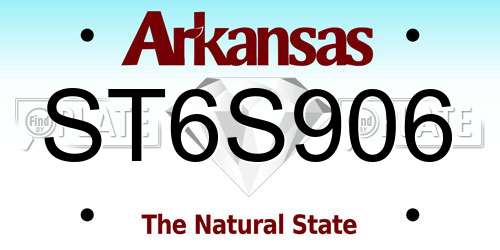 ST6S906 Arkansas License Plate