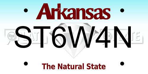 ST6W4N Arkansas License Plate