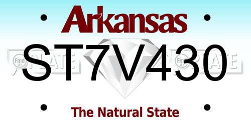 ST7V430 Arkansas License Plate