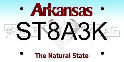 ST8A3K Arkansas License Plate