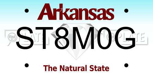 ST8M0G Arkansas License Plate
