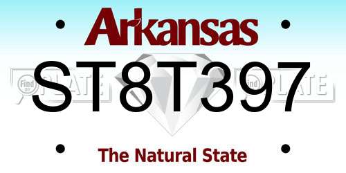 ST8T397 Arkansas License Plate