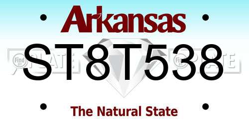 ST8T538 Arkansas License Plate