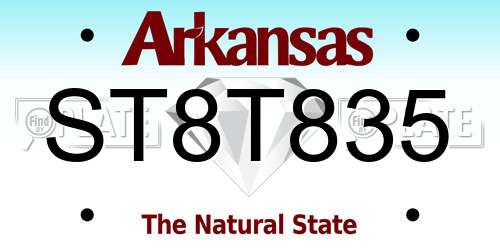 ST8T835 Arkansas License Plate