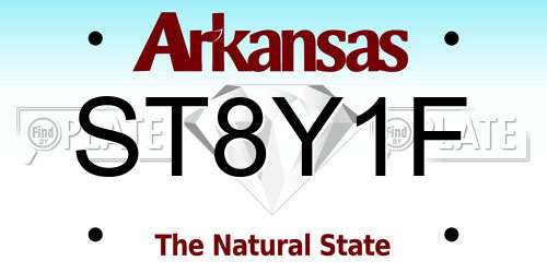 ST8Y1F Arkansas License Plate