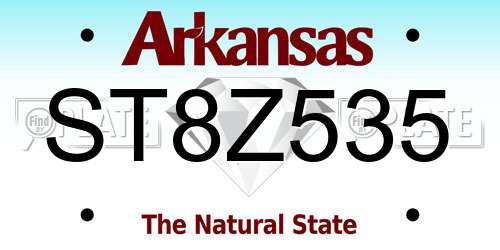 ST8Z535 Arkansas License Plate