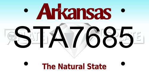 STA7685 Arkansas License Plate