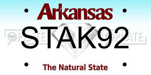 STAK92 Arkansas License Plate