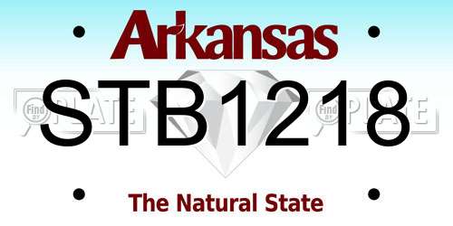STB1218 Arkansas License Plate