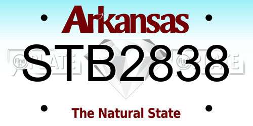 STB2838 Arkansas License Plate