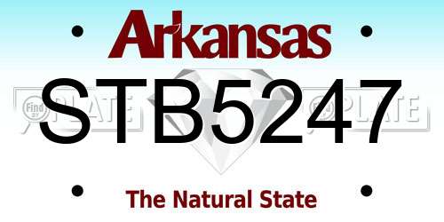 STB5247 Arkansas License Plate