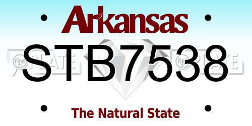 STB7538 Arkansas License Plate