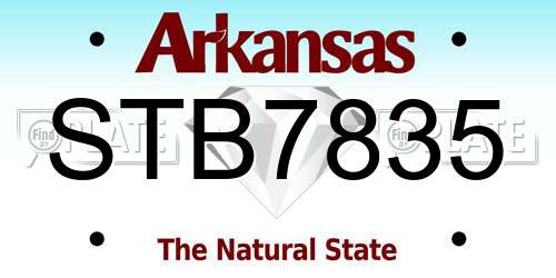 STB7835 Arkansas License Plate