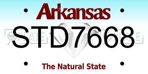 STD7668 Arkansas License Plate